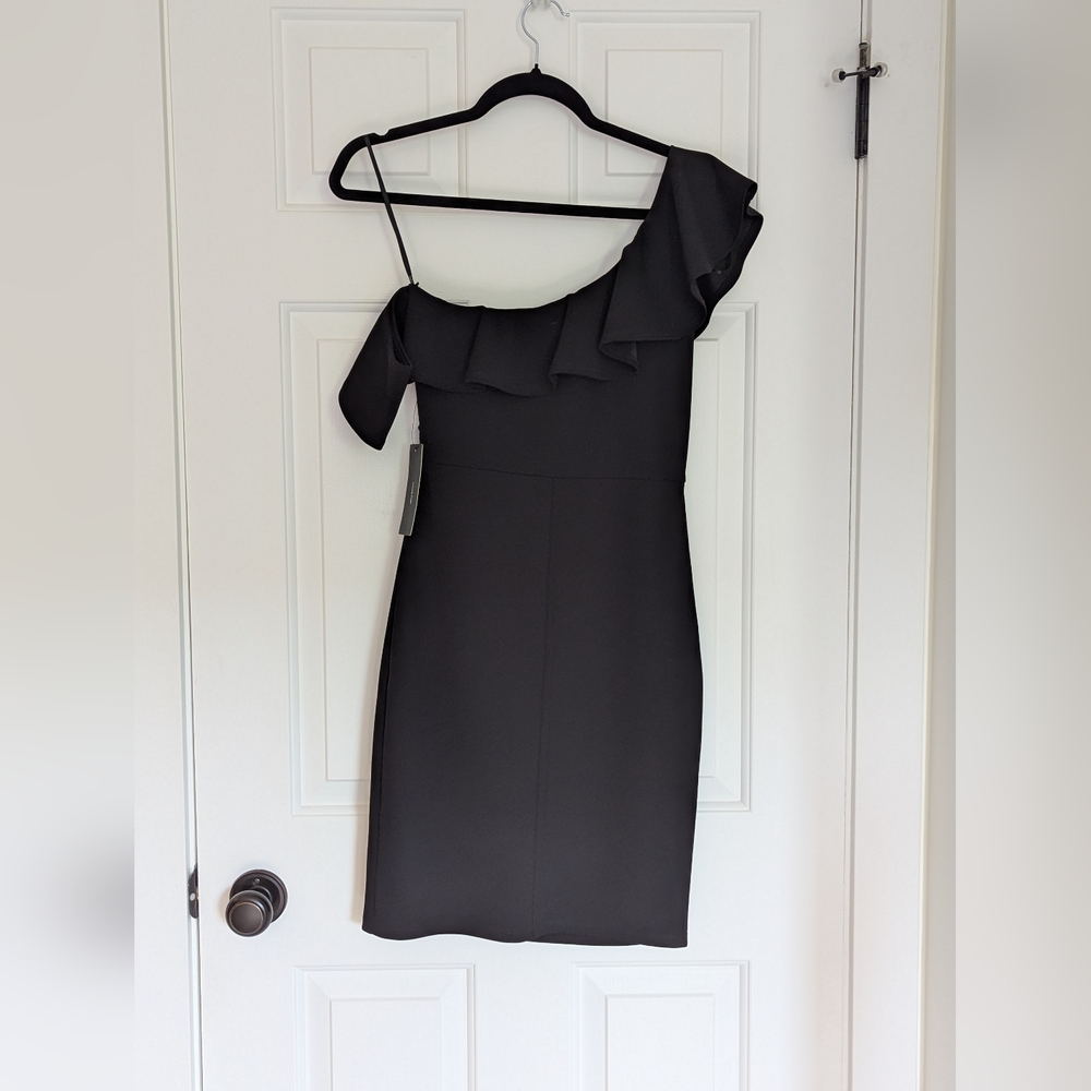 Lulu's Black One-Shoulder Ruffled Mini Dress - Picture 3 of 7